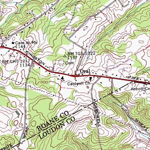 Topographic Map of Oral, TN
