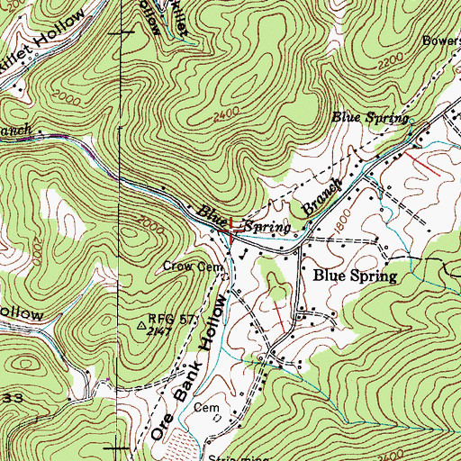 Topographic Map of Ore Bank Hollow, TN