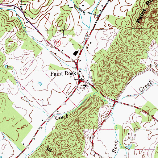 Topographic Map of Paint Rock, TN