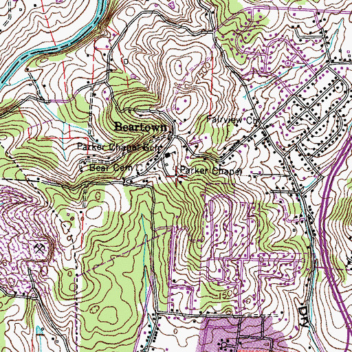 Topographic Map of Parker Chapel, TN