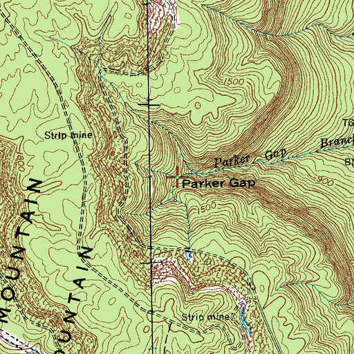 Topographic Map of Parker Gap, TN