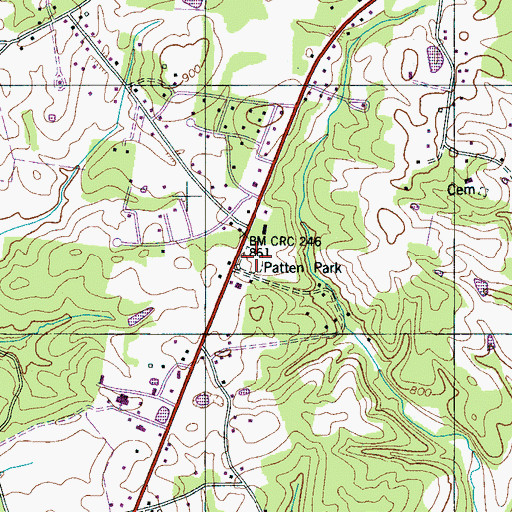 Topographic Map of Patten Park, TN