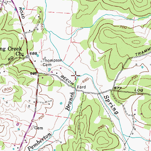 Topographic Map of Pemberton Branch, TN