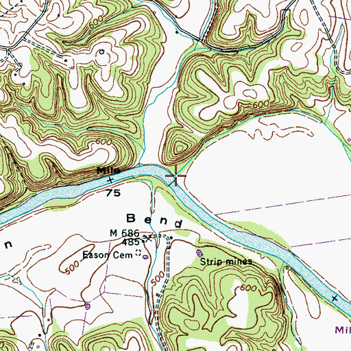 Topographic Map of Persimmon Creek, TN