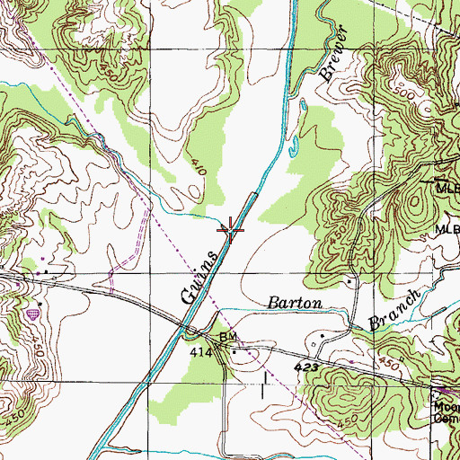 Topographic Map of Pettijohn Branch, TN
