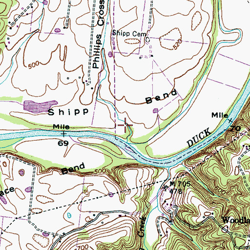 Topographic Map of Phillips Crossing Hollow, TN