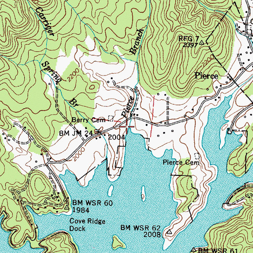 Topographic Map of Pierce Branch, TN