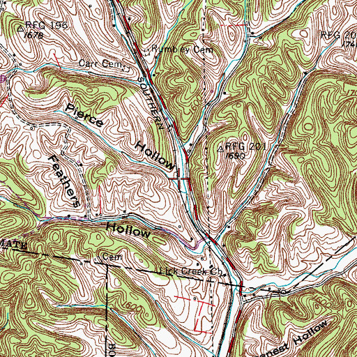 Topographic Map of Pierce Hollow, TN