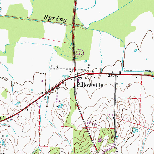 Topographic Map of Pillowville, TN