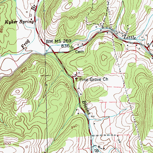 Topographic Map of Pine Grove Church, TN