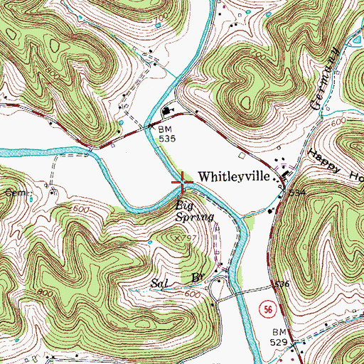 Topographic Map of Pine Lick Creek, TN