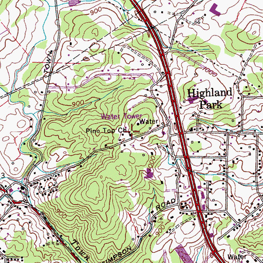 Topographic Map of Pine Top Church, TN