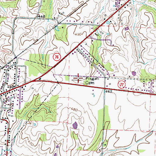 Topographic Map of Pisgah Cemetery, TN