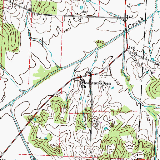 Topographic Map of Pleasant Green Church, TN