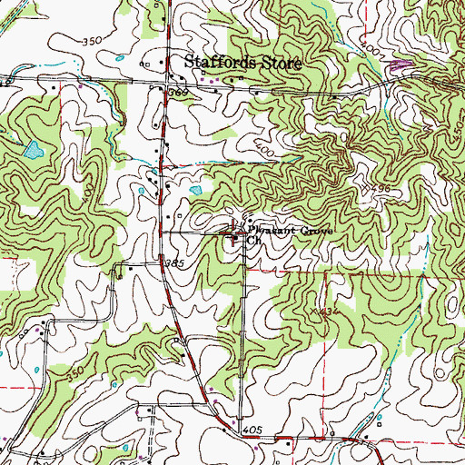 Topographic Map of Pleasant Grove Baptist Church, TN