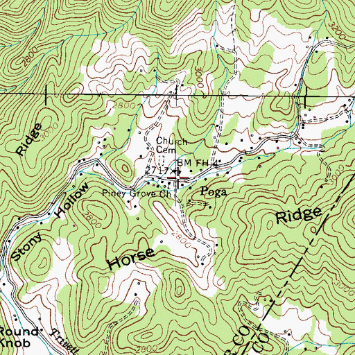 Topographic Map of Poga, TN