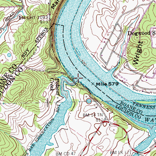 Topographic Map of Polecat Creek, TN