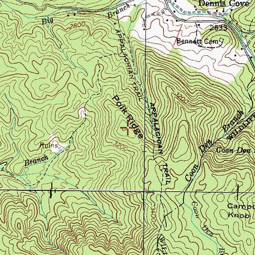 Topographic Map of Polk Ridge, TN