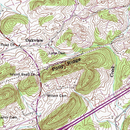 Topographic Map of Polly Ridge, TN