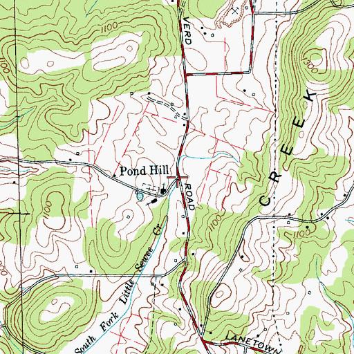 Topographic Map of Pond Hill, TN