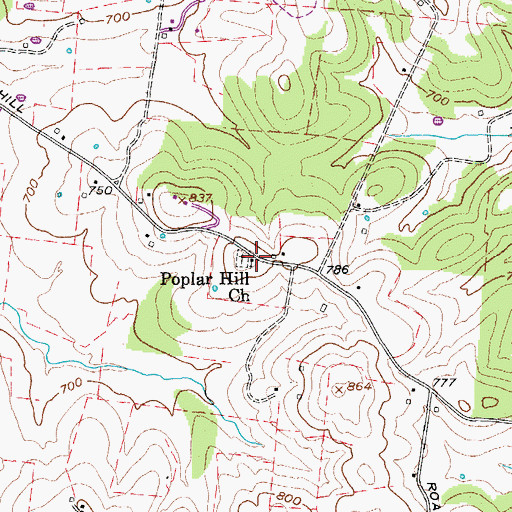 Topographic Map of Poplar Hill Church, TN