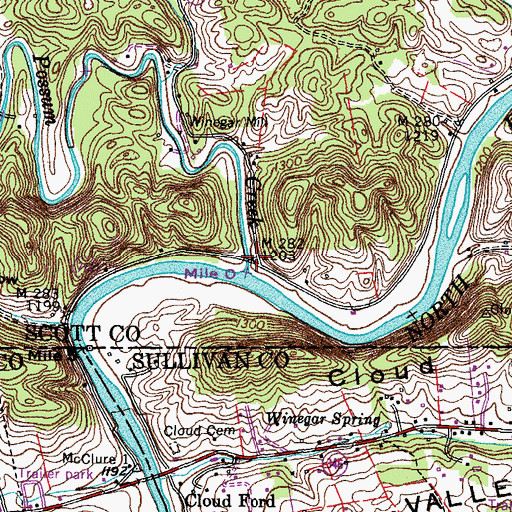 Topographic Map of Possum Creek, TN