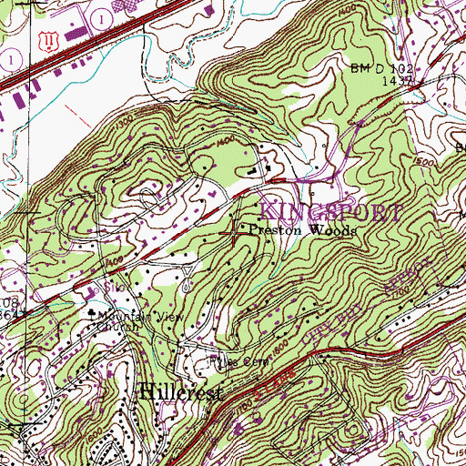 Topographic Map of Preston Woods, TN