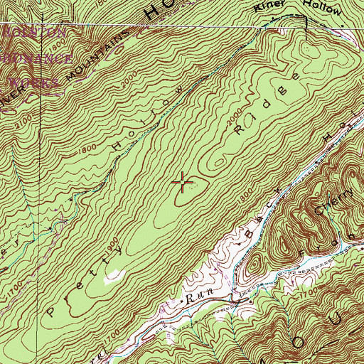 Topographic Map of Pretty Ridge, TN