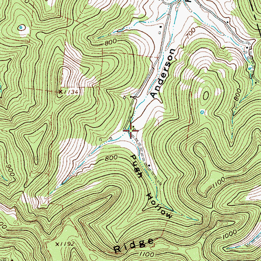 Topographic Map of Pugh Hollow, TN