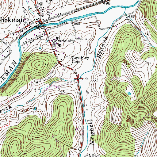 Topographic Map of Raccoon Branch, TN
