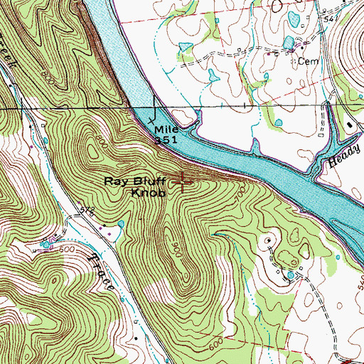 Topographic Map of Ray Bluff Knob, TN