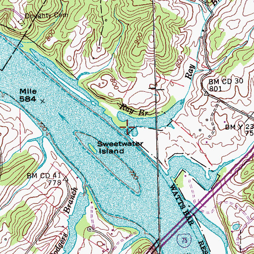 Topographic Map of Ray Branch, TN
