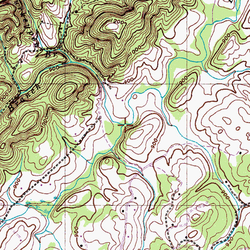 Topographic Map of Red Branch, TN