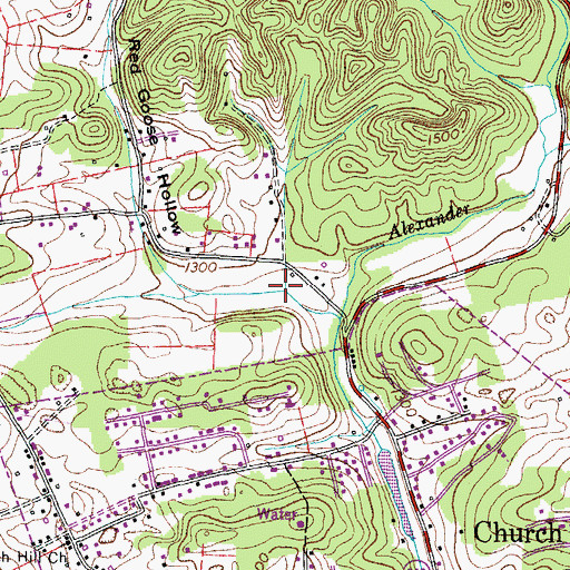 Topographic Map of Red Goose Hollow, TN