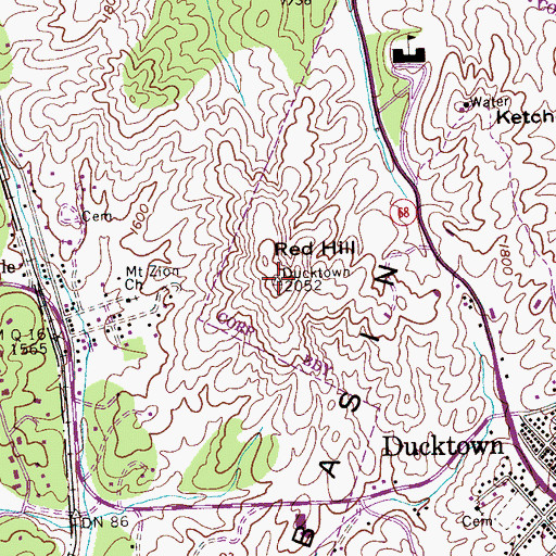 Topographic Map of Red Hill, TN