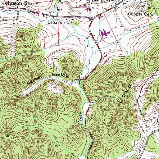 Topographic Map of Reeser Hollow, TN