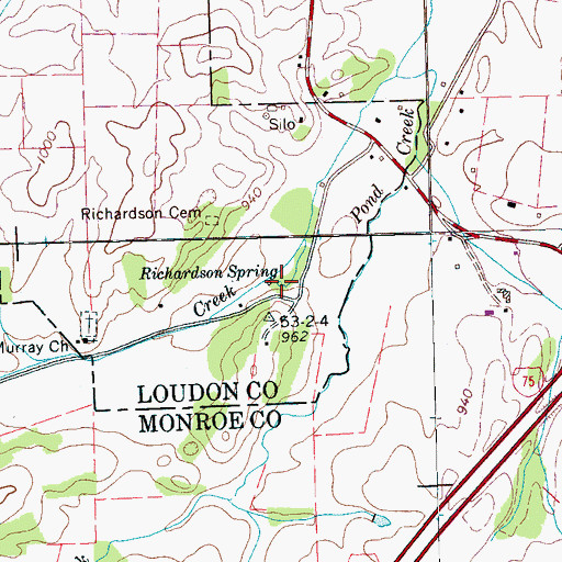 Topographic Map of Richardson Spring, TN
