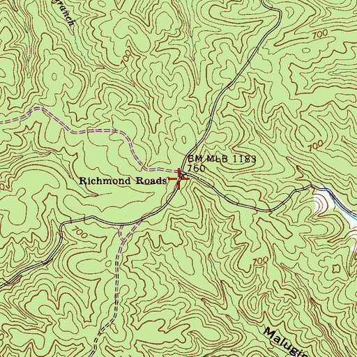 Topographic Map of Richmond Roads, TN