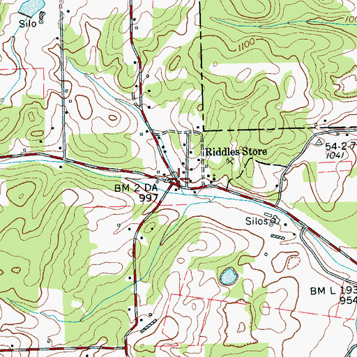 Topographic Map of Riddles Store, TN