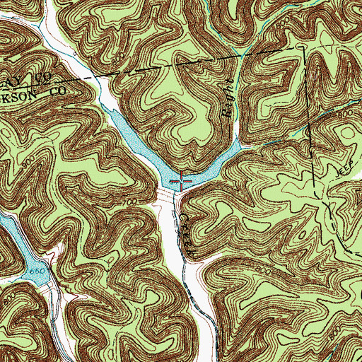 Topographic Map of Right Fork Brannon Creek, TN