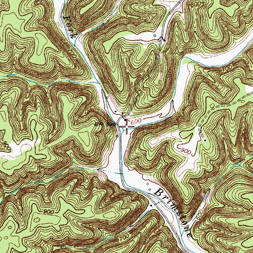 Topographic Map of Right Fork Brimstone Creek, TN