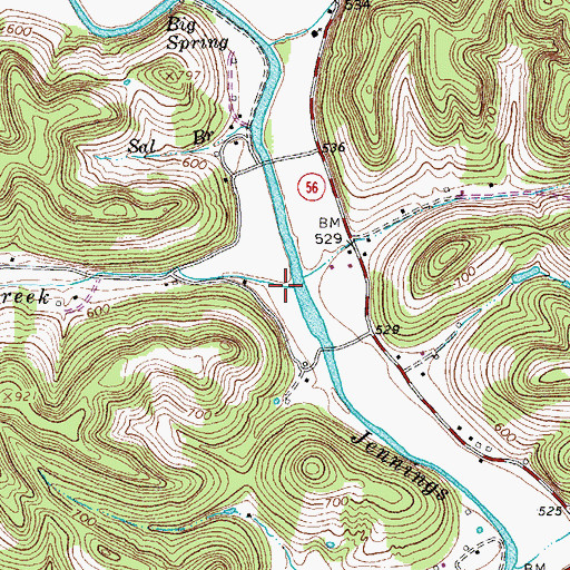 Topographic Map of Riley Creek, TN