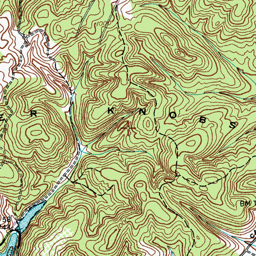 Topographic Map of River Knobs, TN