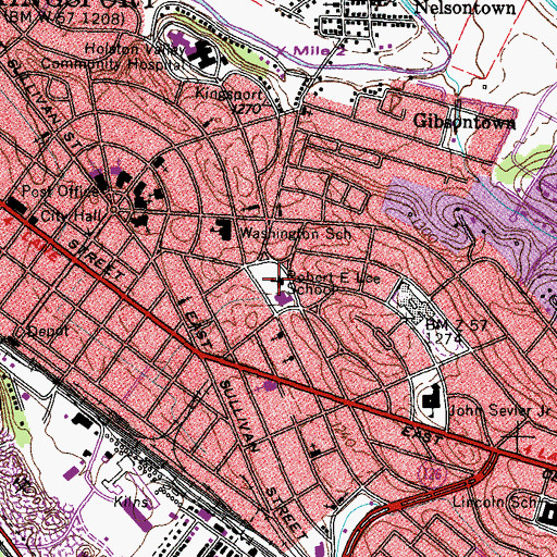 Topographic Map of Robert E Lee School, TN