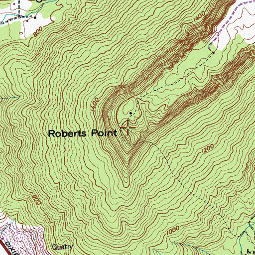 Topographic Map of Roberts Point, TN