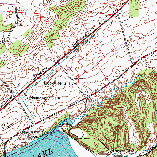 Topographic Map of Rocky Mount, TN