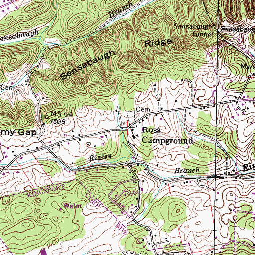 Topographic Map of Ross Campground, TN