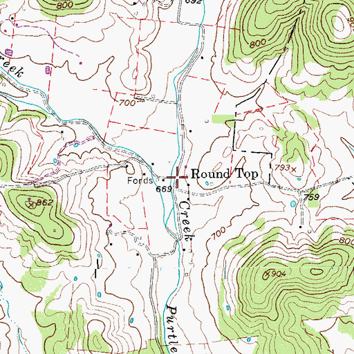 Topographic Map of Round Top, TN