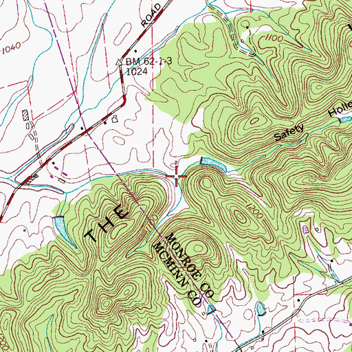 Topographic Map of Safety Hollow, TN