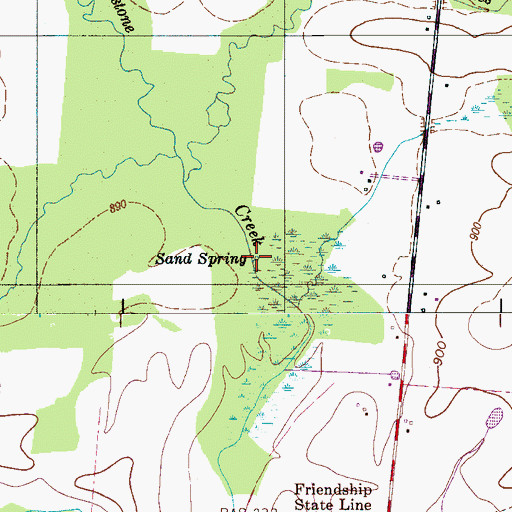 Topographic Map of Sand Spring, TN